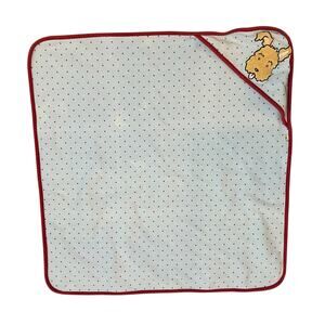 Mary Engelbreit Reversible Blue Baby Blanket Dog Appliqué Swaddle Red Trim 26x25